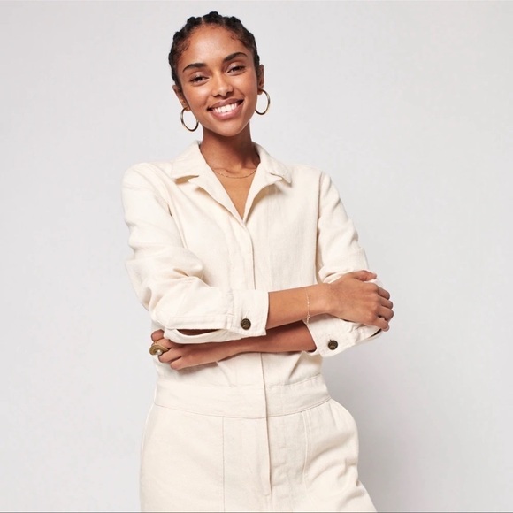 Faherty Overland Twill Jumpsuit Natural Off White Cream Size XS - Picture 3 of 11